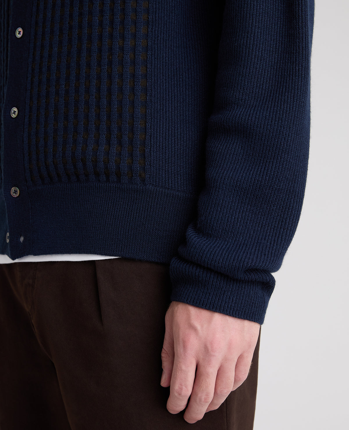 Panelled Knit Wool Blend Cardigan