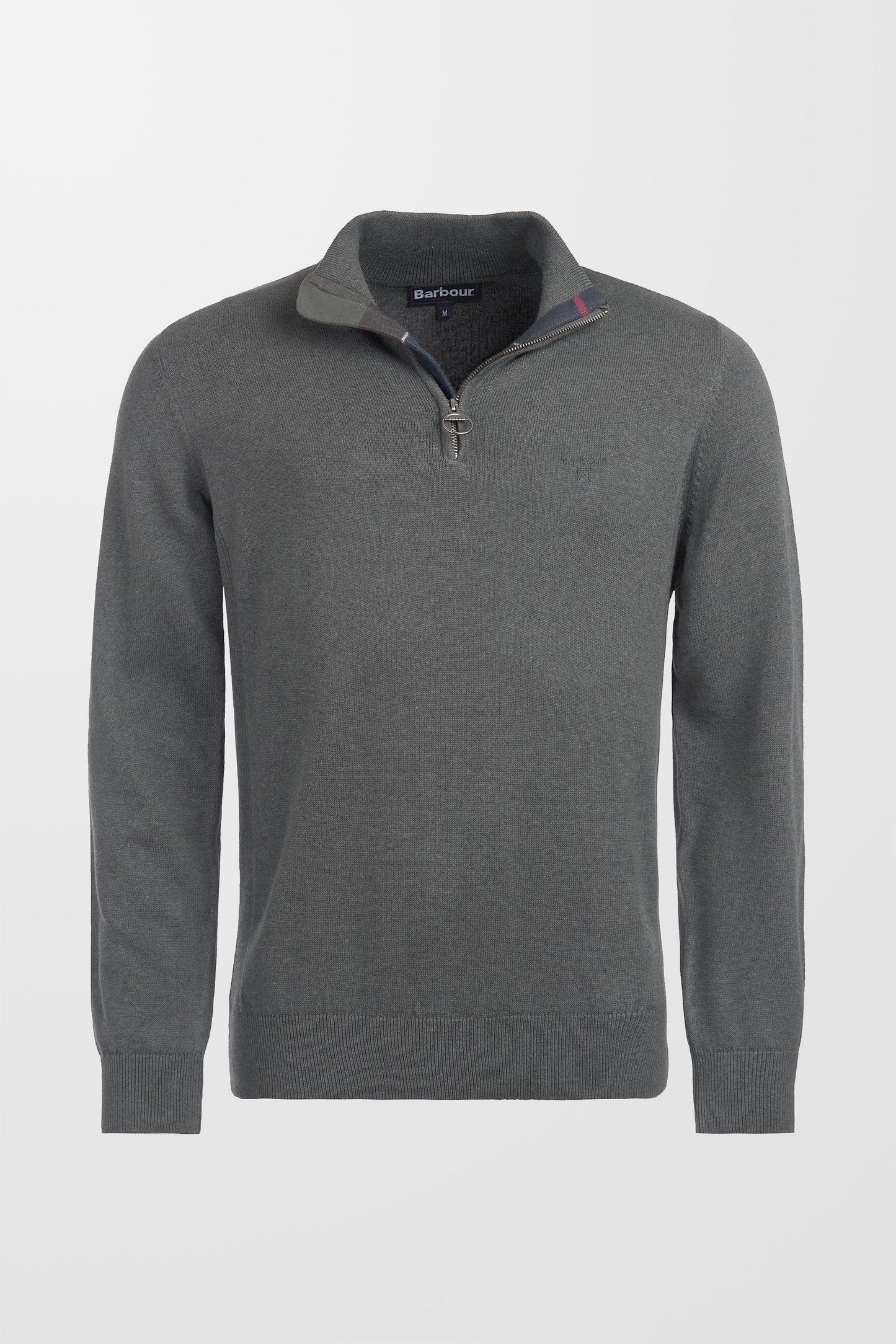 Cotton Half Zip Jumper (in Olive Marl)