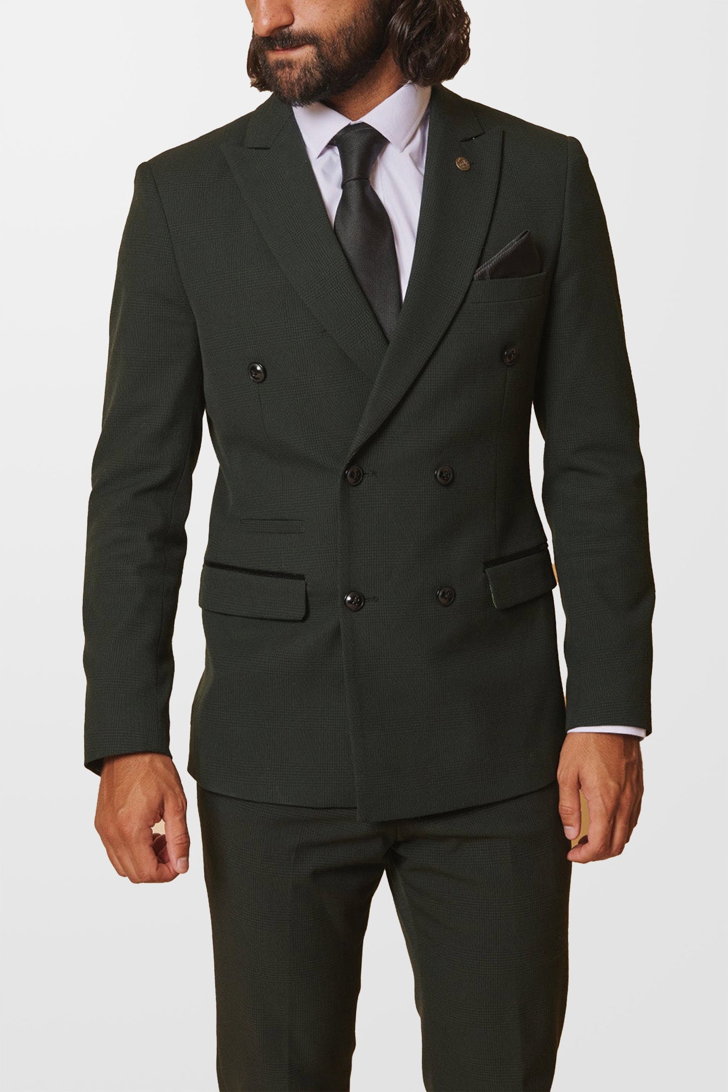 Bromley Olive Double Breasted Check Blazer
