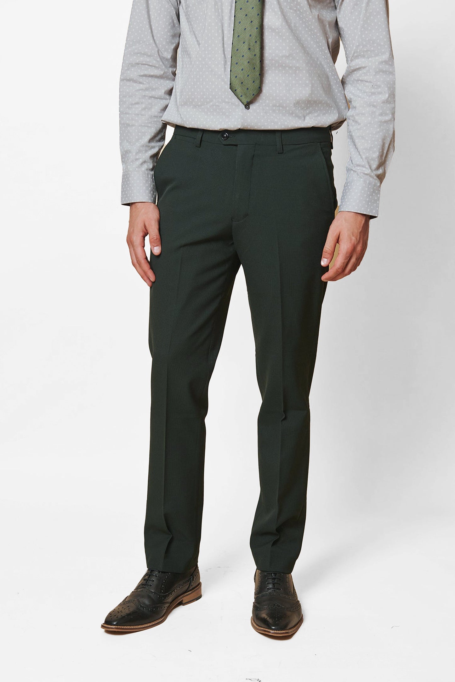 Bromley Olive Check Trousers