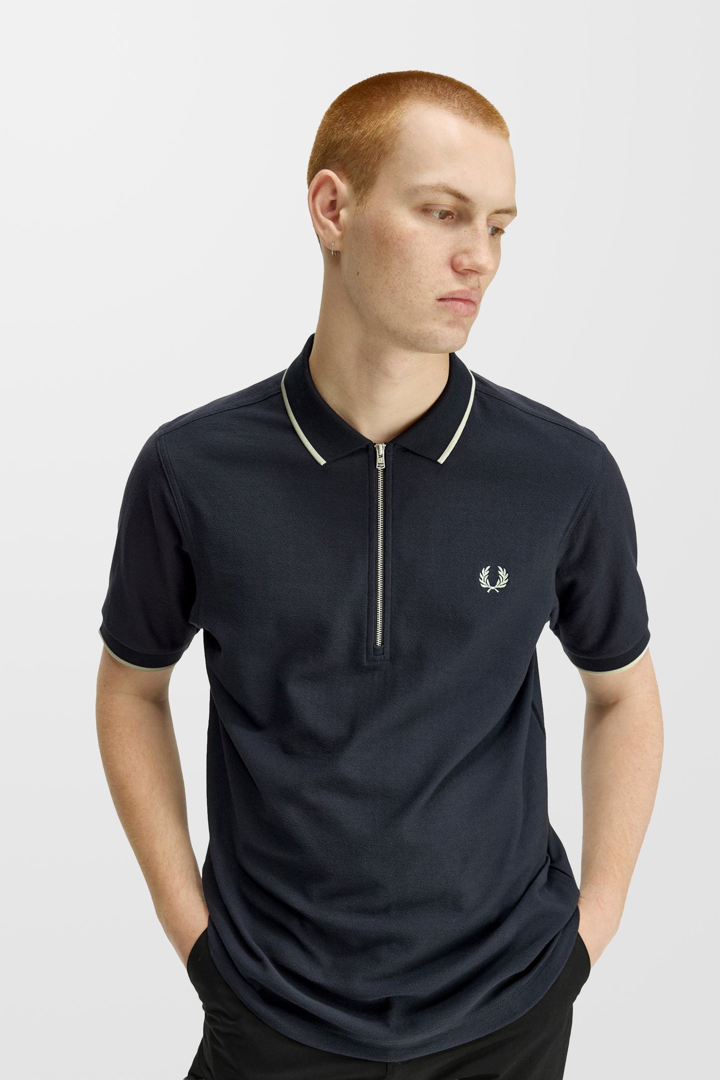 Crepe Pique Polo Shirt (In Navy)