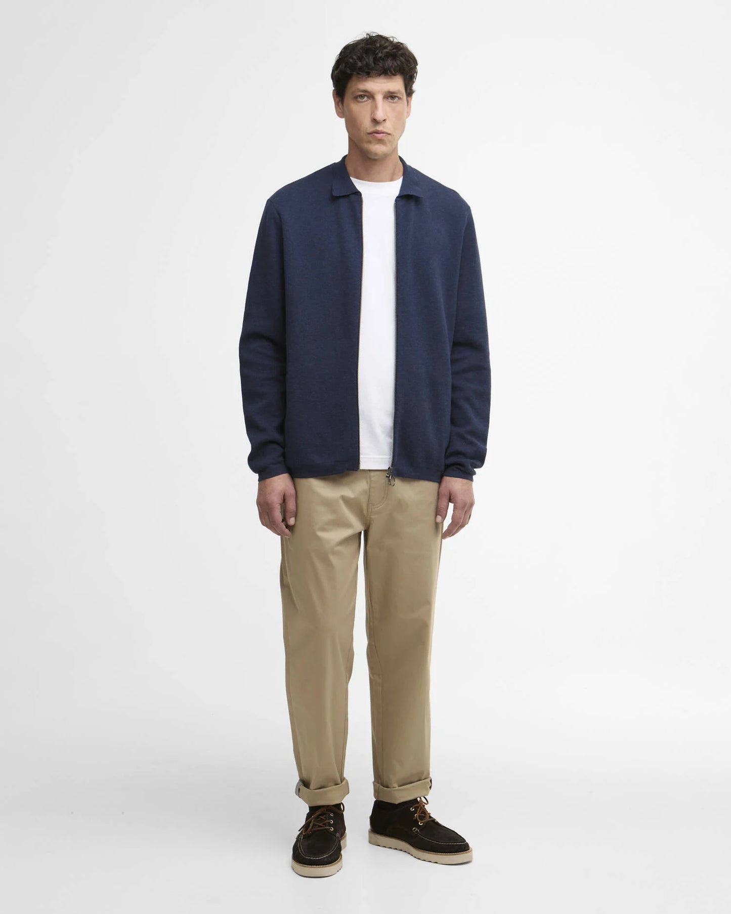 Crowcombe Knitted Zip-Up Jumper (In Navy)