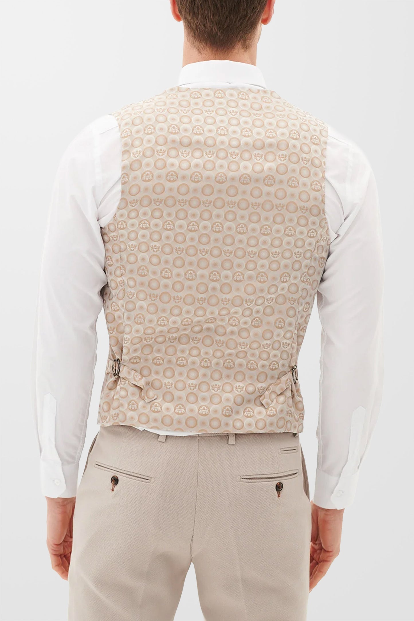 HM5 Stone Plain Tailored Single Breasted Waistcoat