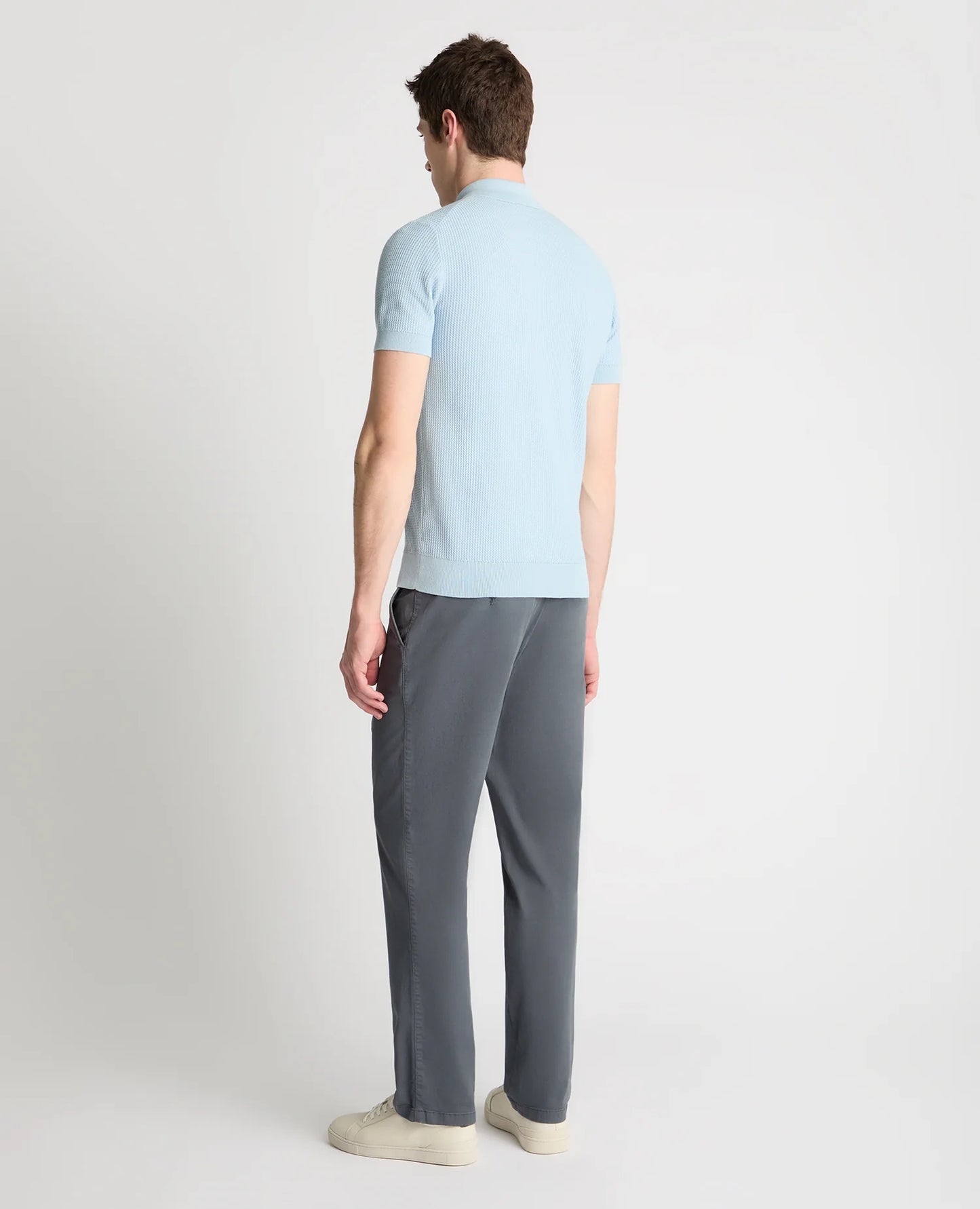 Slim Fit Knitted Cotton Polo (Sky)