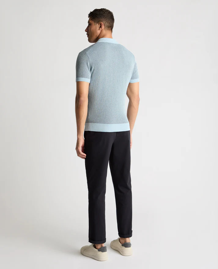 Textured Knit Short Sleeve Polo (Sky Blue)