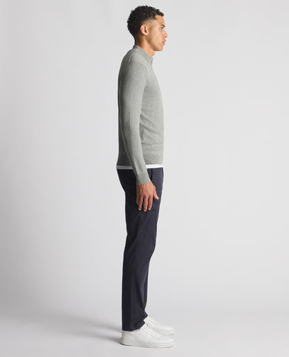 Tapered Fit Cotton Half Zip Jumper ( In Grey )