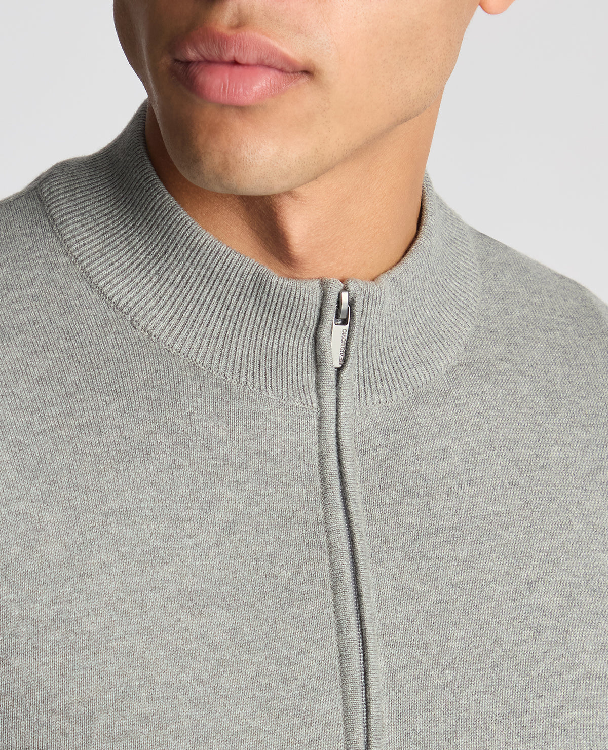 Tapered Fit Cotton Half Zip Jumper ( In Grey )