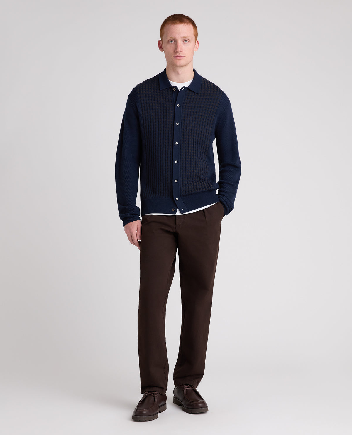 Panelled Knit Wool Blend Cardigan