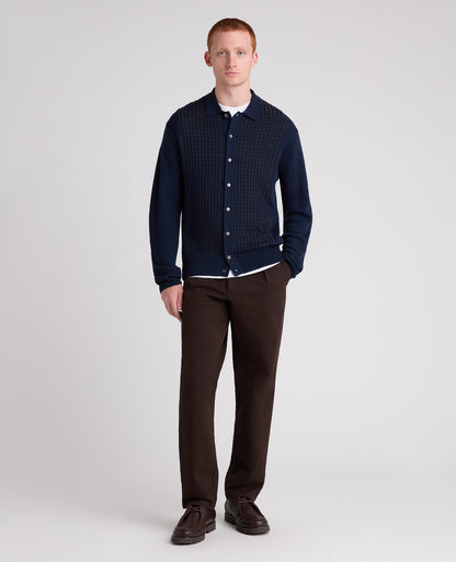 Panelled Knit Wool Blend Cardigan