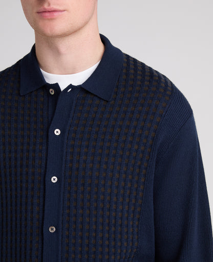 Panelled Knit Wool Blend Cardigan