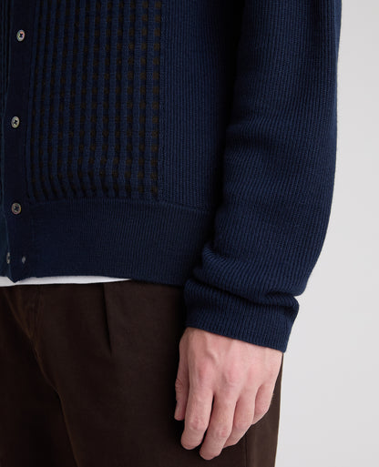 Panelled Knit Wool Blend Cardigan