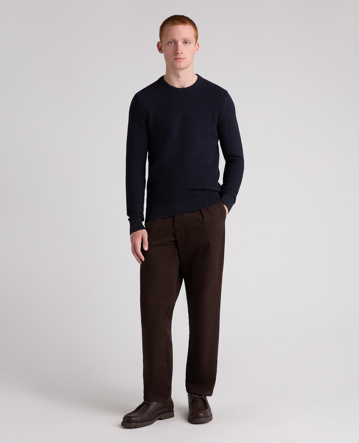 Micro Texture Cotton Jumper (Navy)