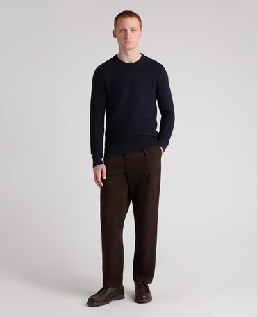 Micro Texture Cotton Jumper (Navy)