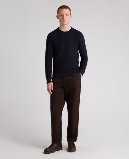 Micro Texture Cotton Jumper (Navy)