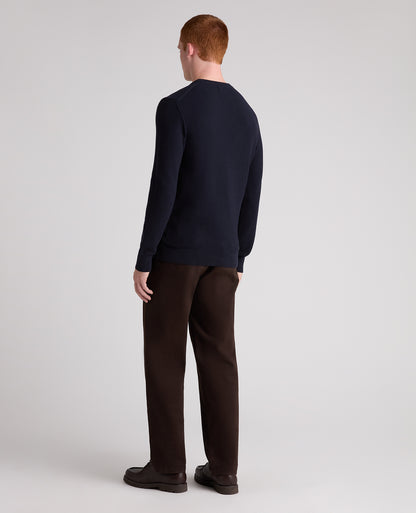 Micro Texture Cotton Jumper (Navy)