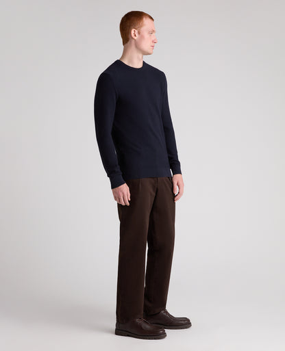 Micro Texture Cotton Jumper (Navy)