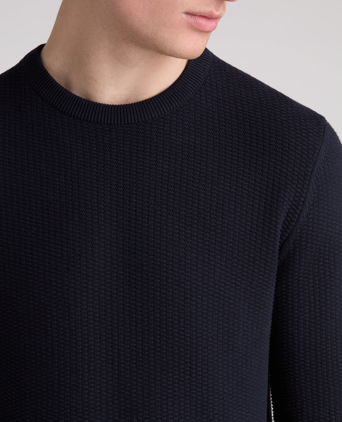 Micro Texture Cotton Jumper (Navy)