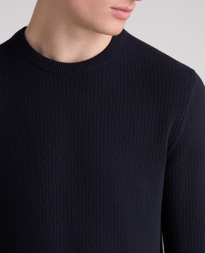 Micro Texture Cotton Jumper (Navy)