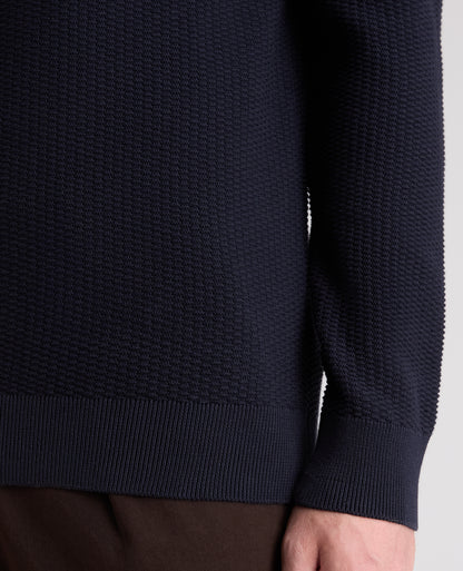 Micro Texture Cotton Jumper (Navy)