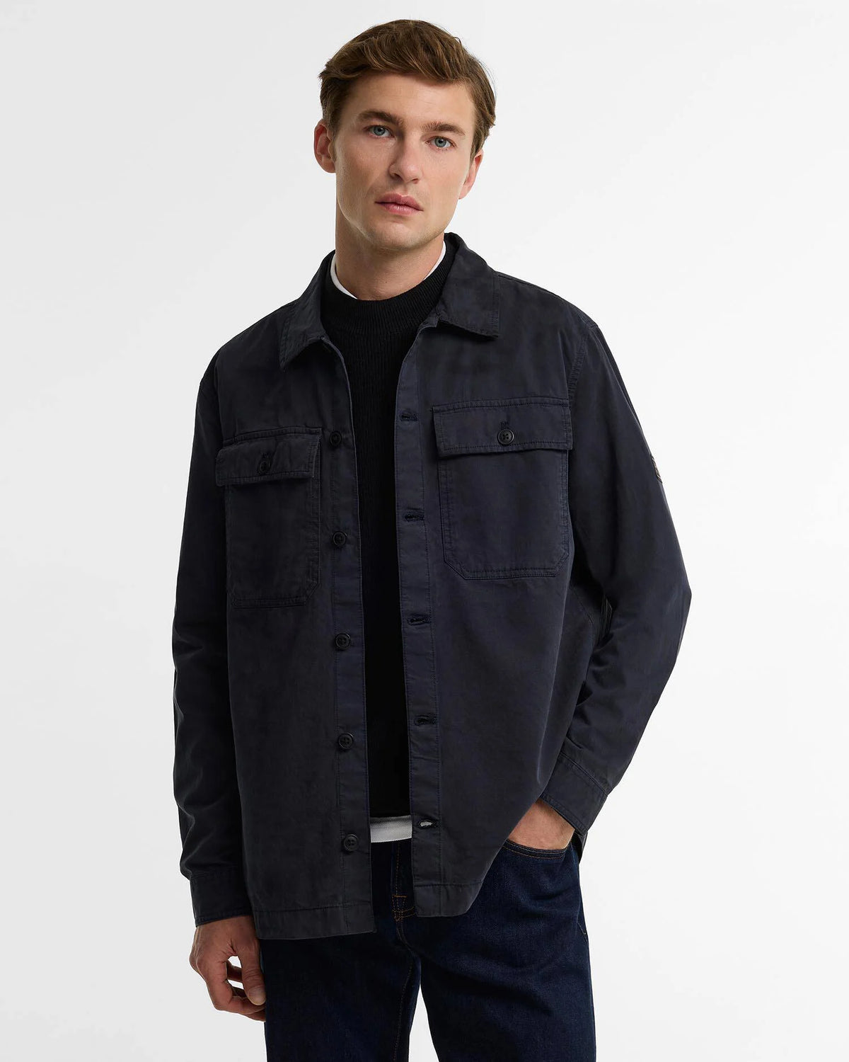 Arlo Button Through Overshirt (in Navy)