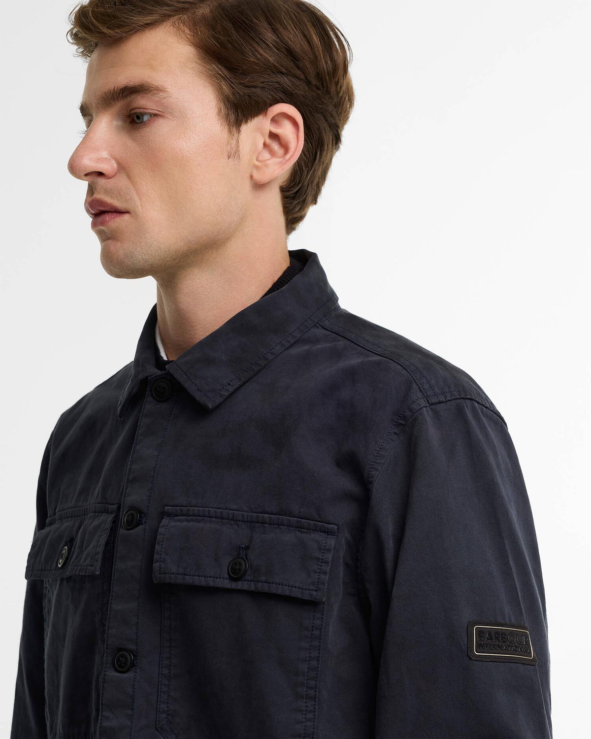 Arlo Button Through Overshirt (in Navy)