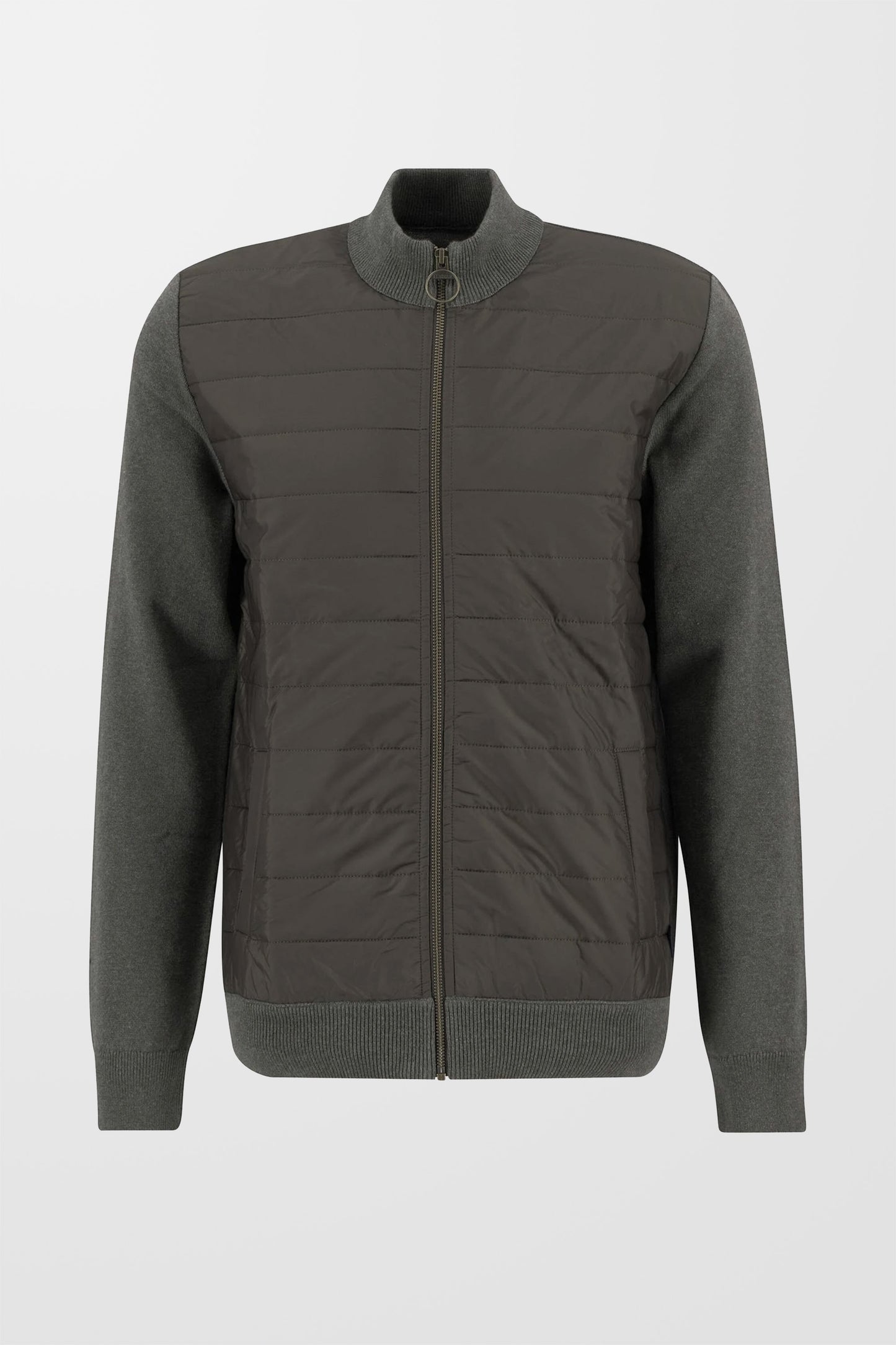 Essential Carn Zip Through Quilted Jumper (in Olive)