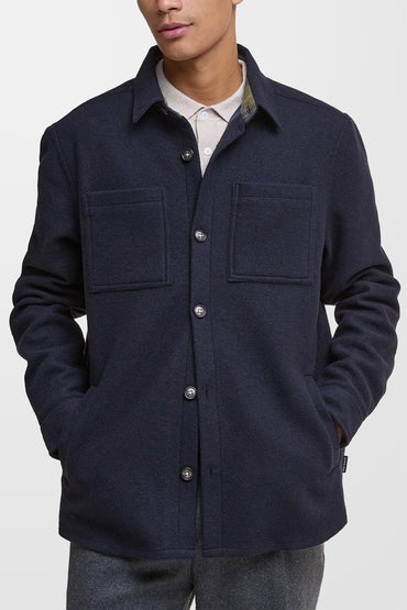 Marlow Tailored Wool Blend Overshirt (in Navy)