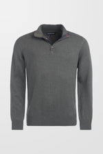 Cotton Half Zip Jumper (in Olive Marl)