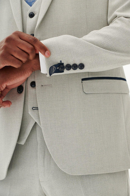 Bromley Stone Check 3pc Suit