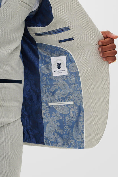 Bromley Stone Check 3pc Suit