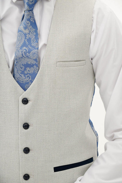 Bromley Stone Check 3pc Suit