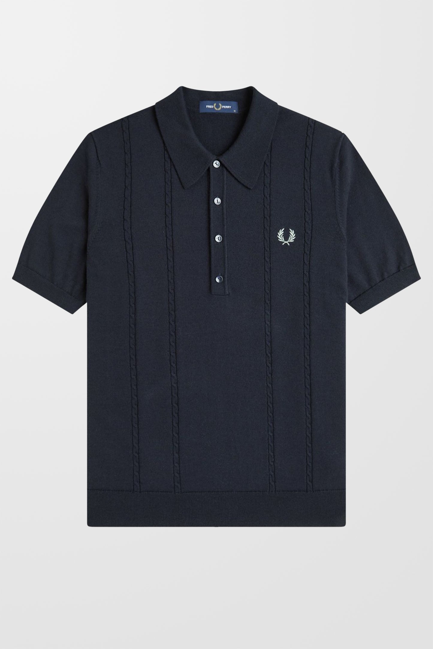 Cable Knitted Polo shirt (In Navy)