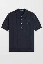 Cable Knitted Polo shirt (In Navy)