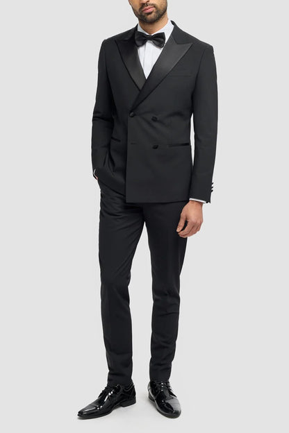 Aspen Black Double Breasted 2pc Tux Suit