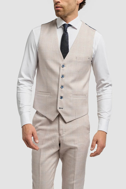 Caridi Beige Check 3pc Suit