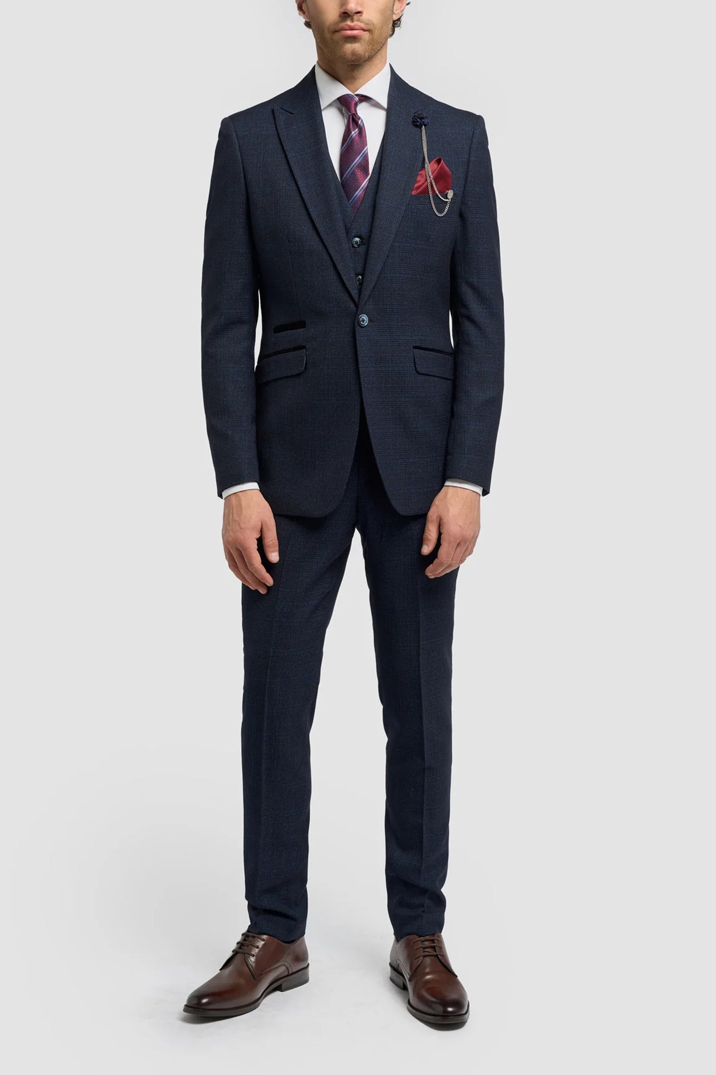 Caridi Navy Check 3pc Suit