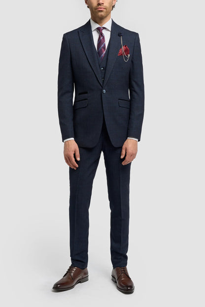 Caridi Navy Check 3pc Suit