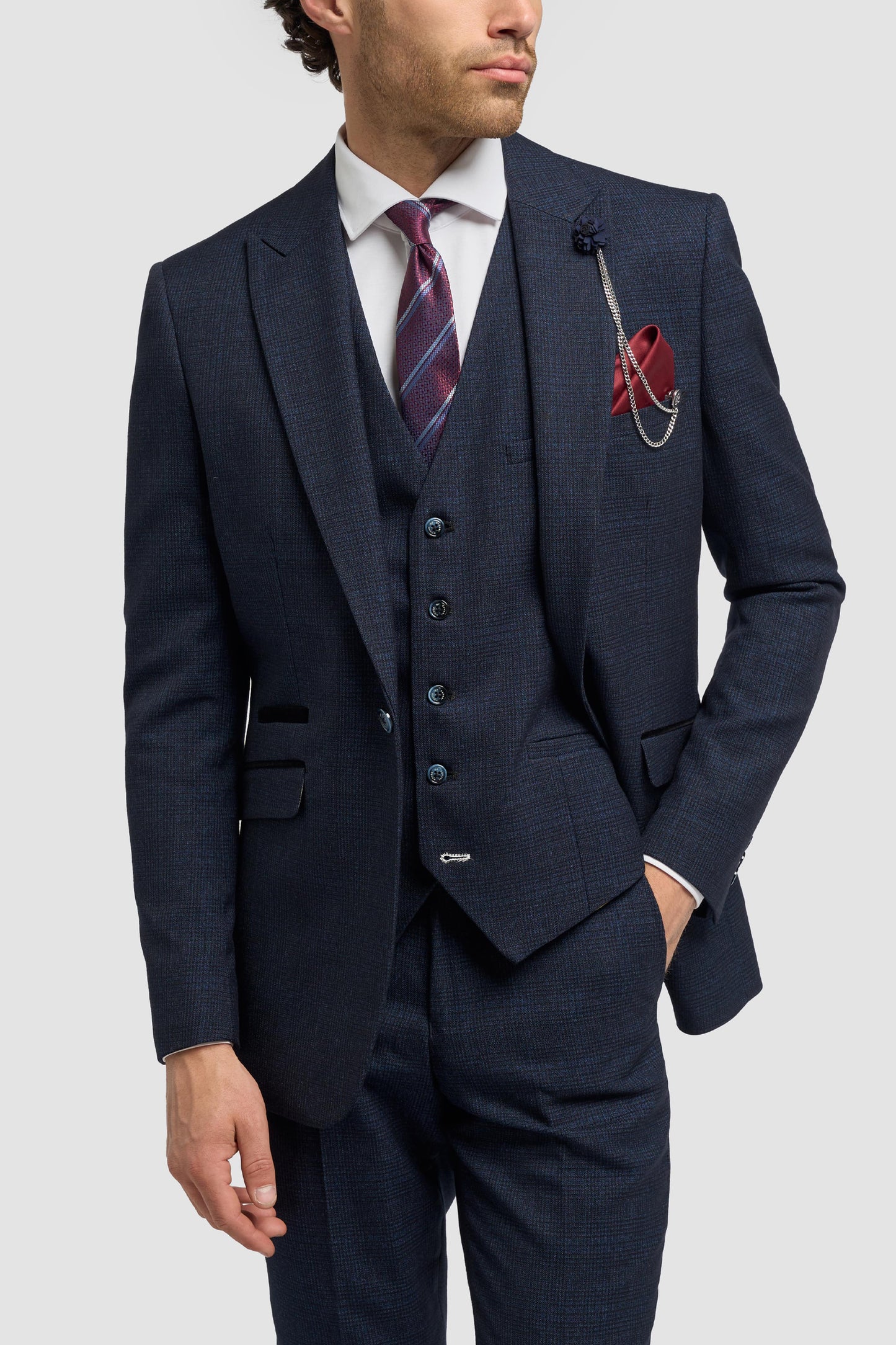 Caridi Navy Check 3pc Suit