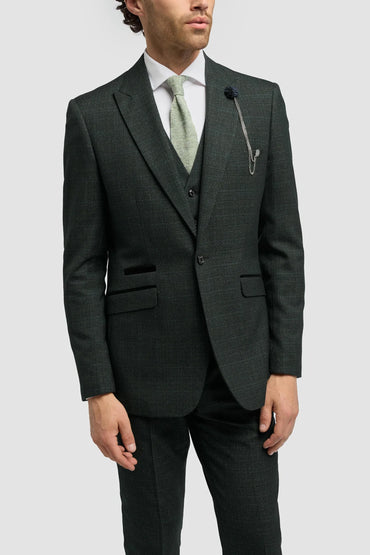 Caridi Olive Check 3pc Suit