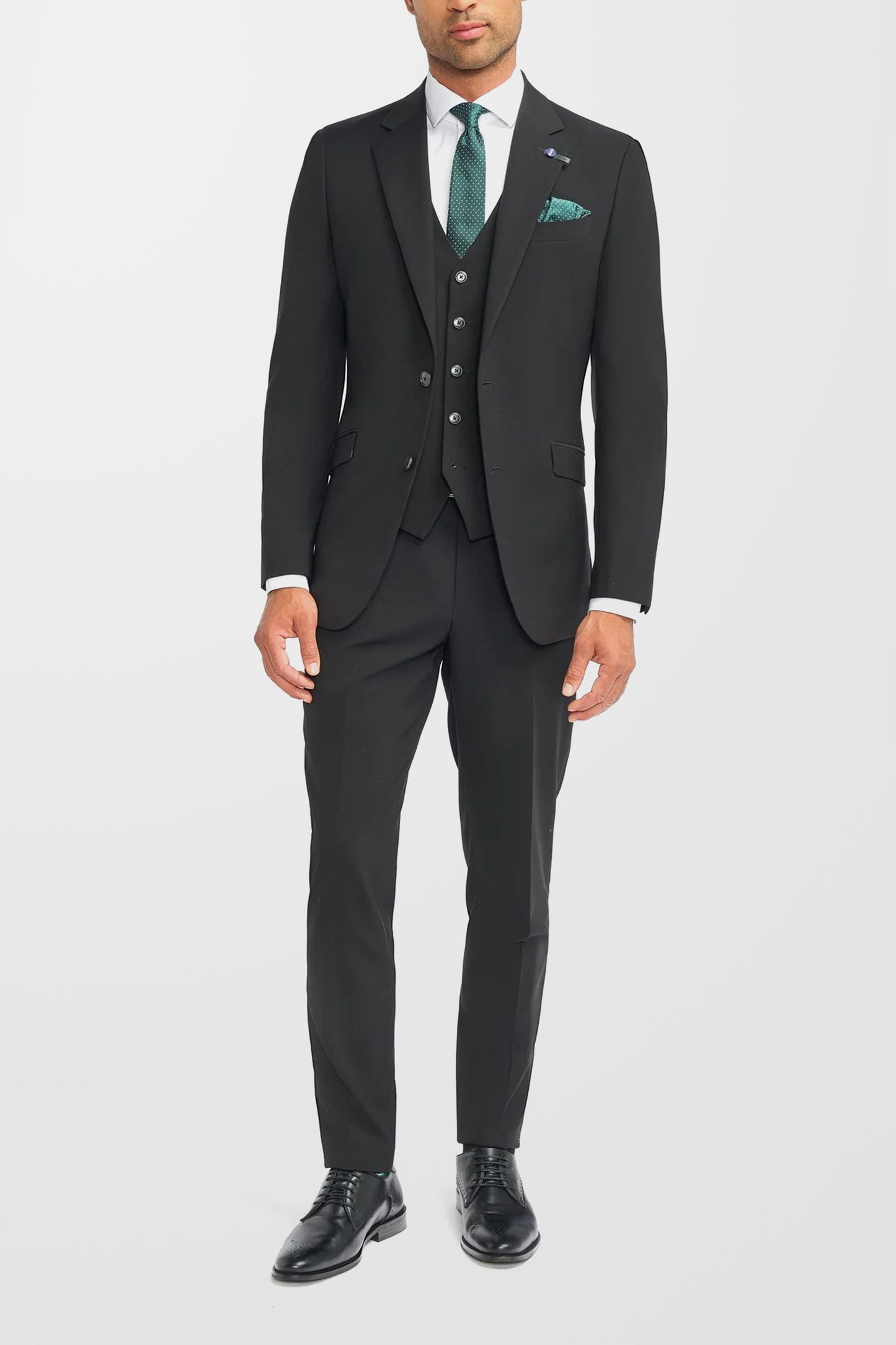 Malibu Black Plain Tailored Suit