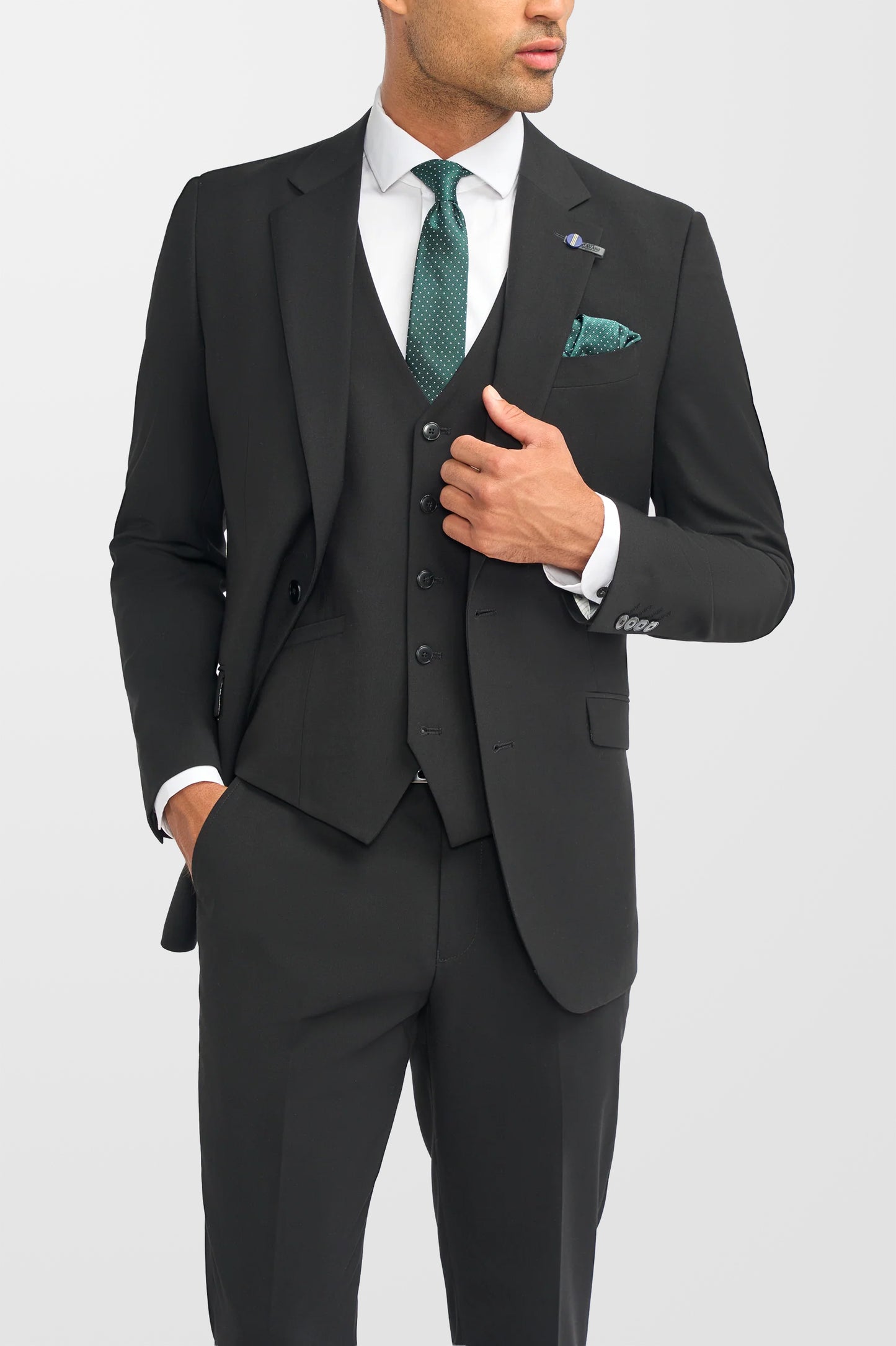 Malibu Black Plain Tailored Suit