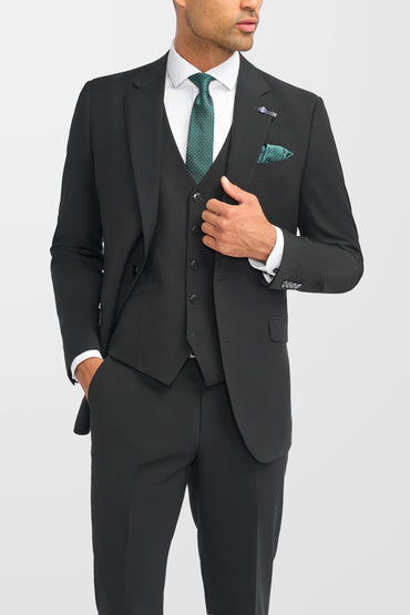Malibu Black Plain Tailored Suit