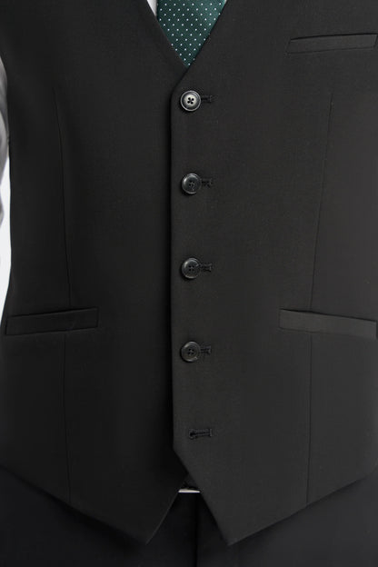 Malibu Black Plain Tailored Suit