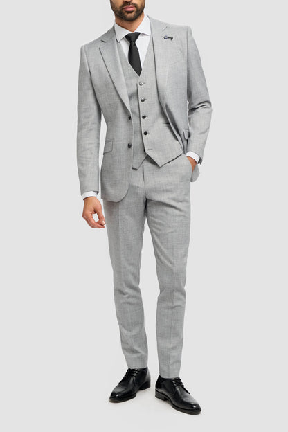 Malibu Grey Plain Tailored 3pc Suit