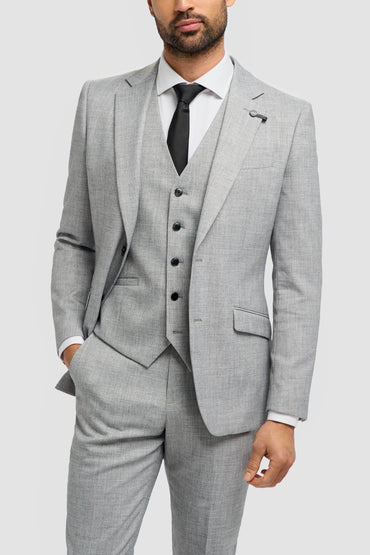 Malibu Grey Plain Tailored 3pc Suit