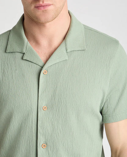 Cuban Collar Jersey Shirt (Light Green)