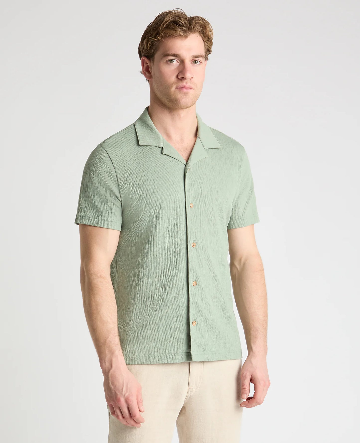 Cuban Collar Jersey Shirt (Light Green)