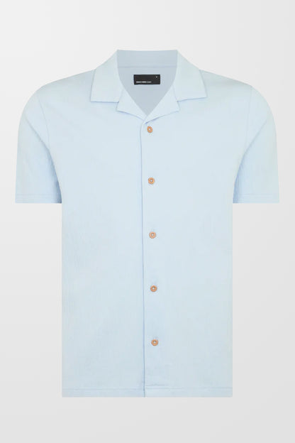 Cuban Collar Jersey Shirt (In Light blue)