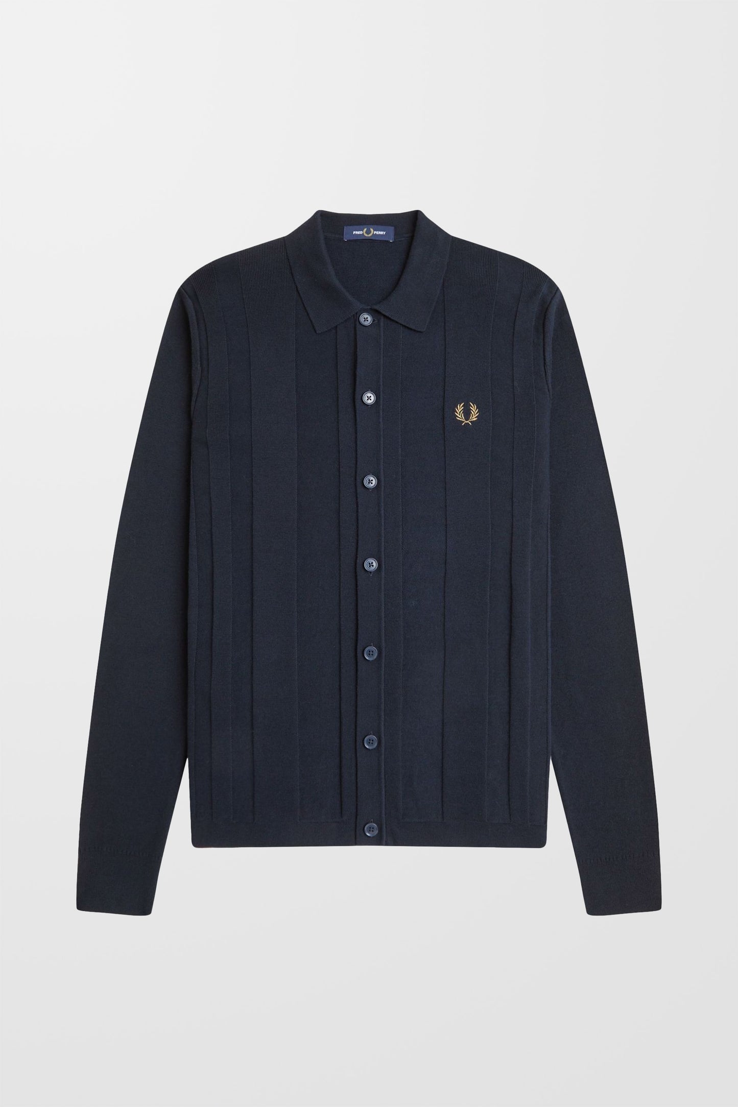 Button Through K9726 Knitted Shirt (in Navy)