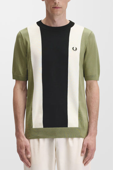 Vertical Stripe K9746 T-Shirt (in Olive)